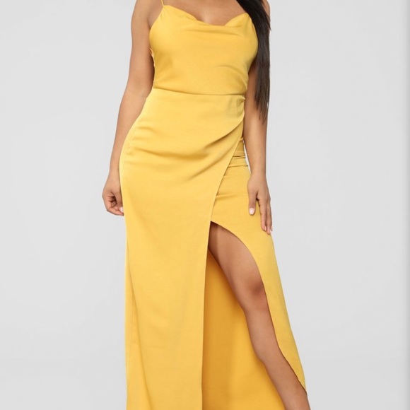 Satin Maxi Dress with slit - Picture 1 of 2